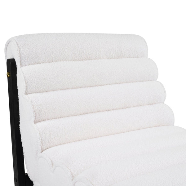 English Elm Fluffy Shearling Accent Chair Plush Tiered Back Solid Wood Frame Cozy Reading Nook White+Black N767P366257W