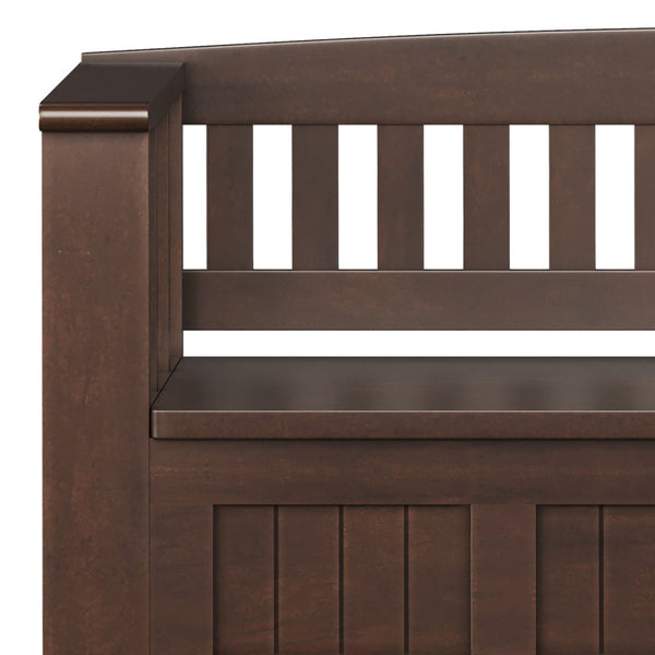 English Elm Acadian Solid Wood Entryway Bench with Lift-Top Storage & Shelf, Brunette Brown Finish, 48" B136P203423
