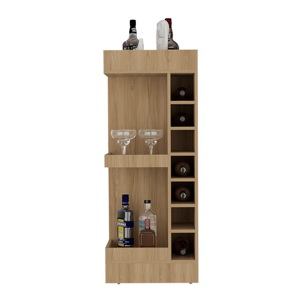 English Elm Glen Corner Bar Cabinet Light Pine Beige – Space-Saving Wine Storage, Shelf & Lower Compartment, Durable Engineered Wood B092P269908