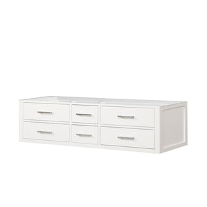 English Elm White Double Bath Vanity - 72" W Midcentury Design With Soft-Close Drawers & Spacious Storage Solutions B2731P258081-GIGA