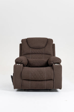 English Elm Lounge Electric Lift Recliner Chair - Oversized Velvet Sofa With 180° Full Recline & Cup Holders W547S00050