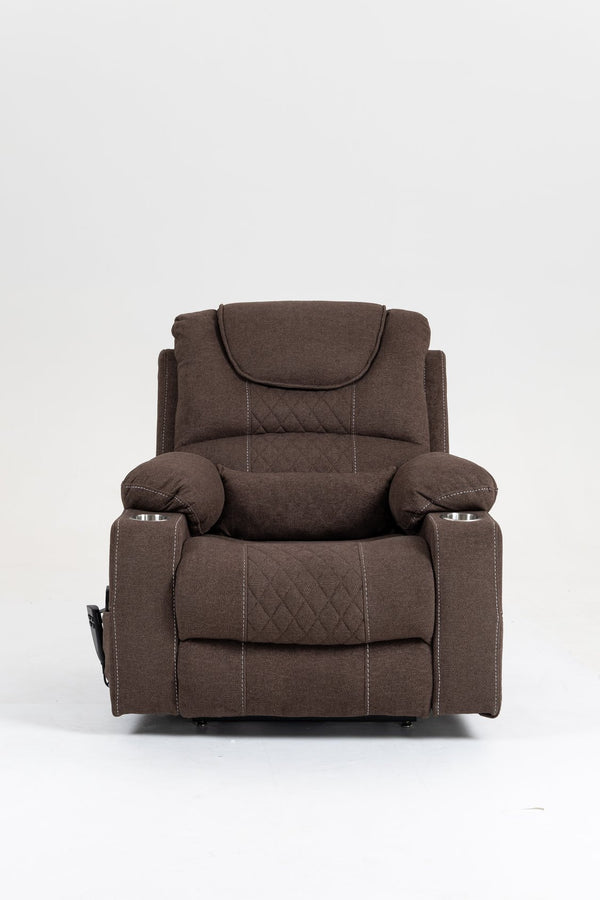 English Elm Lounge Electric Lift Recliner Chair - Oversized Velvet Sofa With 180° Full Recline & Cup Holders W547S00050