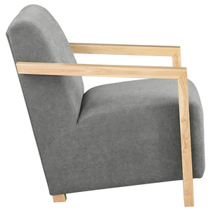 English Elm Landis Grey Fabric Accent Chair with Natural Wood Arms for Modern Living Spaces B062P441110