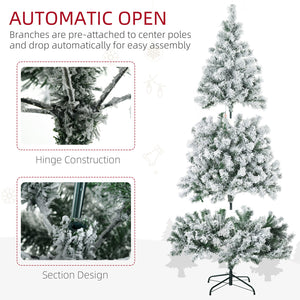 English Elm Homcom 7.5Ft Prelit Artificial Christmas Tree With 1149 Flocked Branches & 550 Led Lights For Holiday Cheer W2225P249643