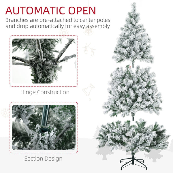 English Elm Homcom 7.5Ft Prelit Artificial Christmas Tree With 1149 Flocked Branches & 550 Led Lights For Holiday Cheer W2225P249643