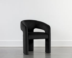 Sunpan ISIDORE Dining Armchair - Luxurious Abbington Black, Ergonomic Support & Modern Open-Back Design 112505