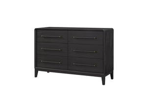 English Elm Small Dresser Peppercorn — Elm Veneer Six-Drawer Chest with Felt Top Drawers and Cedar Liner Black 57 L x 22.25 W x 35.5 H B2699P401402