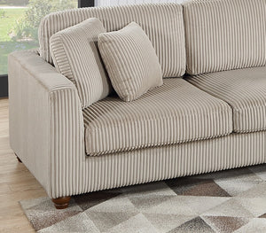 English Elm Contemporary 3pc Sectional Set with USB Charging, Corduroy Upholstery, Storage Ottoman & Pillows Camel 57 L x 57 W x 23 H B011S01283