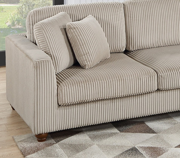 English Elm Contemporary 3pc Sectional Set with USB Charging, Corduroy Upholstery, Storage Ottoman & Pillows Camel 57 L x 57 W x 23 H B011S01283