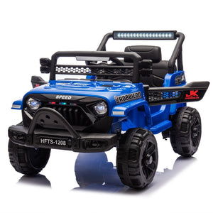 English Elm 12v Kids Electric Ride on Truck with Parental Remote Four Wheel Suspension and Led Lights Blue W1578P187460
