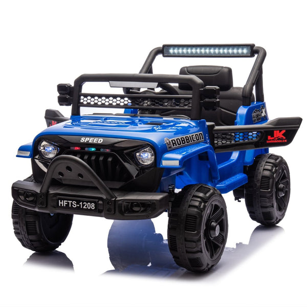 English Elm 12v Kids Electric Ride on Truck with Parental Remote Four Wheel Suspension and Led Lights Blue W1578P187460