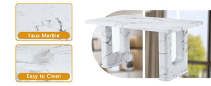 English Elm 64.5×35.4 Marble Pattern Glass Base Dining Table Seats 8 Modern Nordic Style W2827S00031