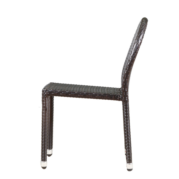 English Elm Christopher Knight Home® - AURORA Armless Wicker Dining Chair Set - Brown Multi PE Rattan on Aluminum, Stackable Weather-Resistant Pair N776P605572M