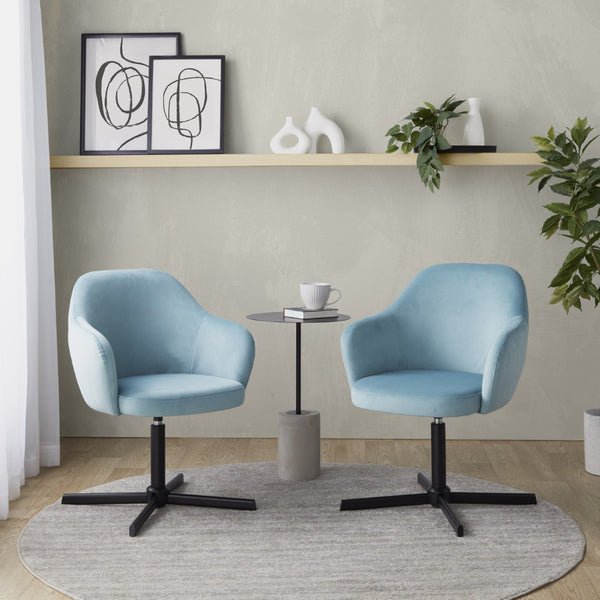 English Elm Swivel Accent Chair Silver Velvet Seat Gold X Pedestal Base Glam Living Room Light Blue B202P471329
