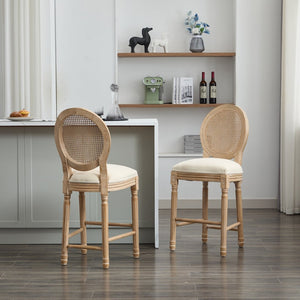 English Elm Solid Wood Bar Stools Set Of 2 – Elegant French Country Design With Upholstered Comfort For Your Bar W1622P221400-GIGA