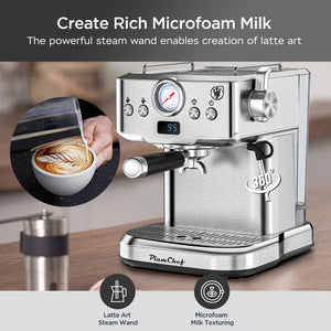 English Elm 20 Bar Espresso Machine with Steam Wand Pressure Display and Ese Pod Support W1002P292436