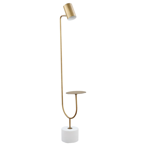 English Elm Corletta Antique Brass Floor Lamp with Grey Shade, Concrete Base, 2-Way Switch for Cozy Ambience B062P333484