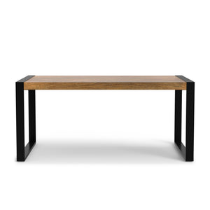 English Elm McKenzie Solid Mango Wood Dining Table Light Tobacco Finish with Black Iron Legs, 66"x40" Rustic Modern B136P203503