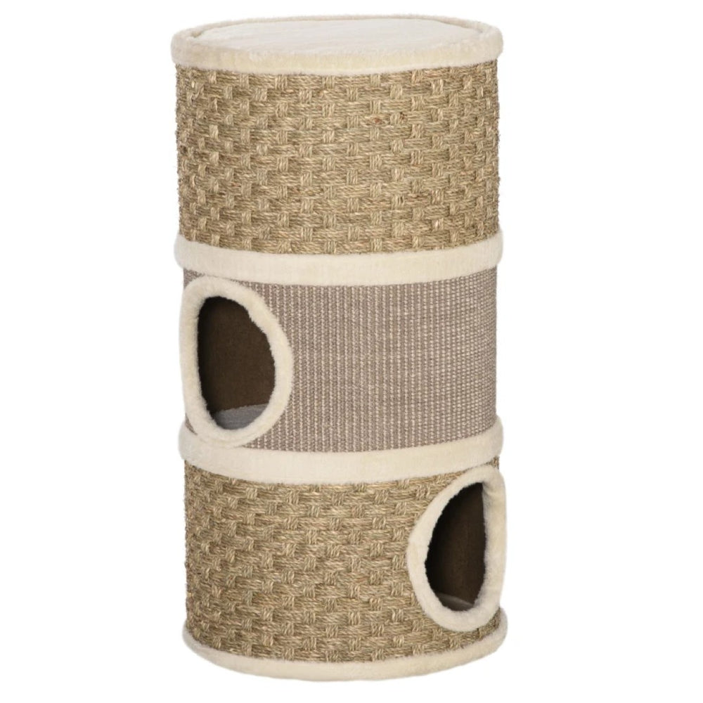 English Elm Cat Tree Trunk Condo with Three Dens Plush Interior Sisal Scratch Pads Pet Haven T3971P437399