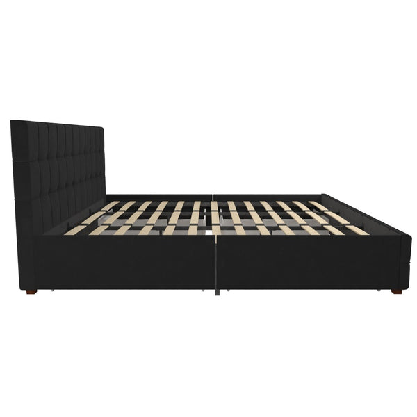 English Elm Upholstered Velvet Storage Bed with Tufted Headboard and Four Drawers for Bedroom B2733S00007