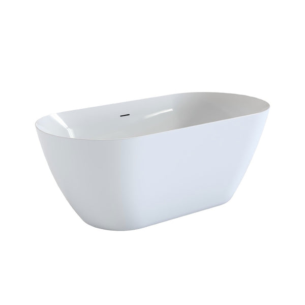English Elm 55" Acrylic Freestanding Soaking Tub Glossy White Spa Style Deep Basin Bath W1920P386230