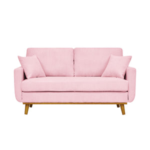 English Elm Asher Mid-Century Corduroy Sofa with Vertical Channel Texture, Tapered Walnut Legs, 2-Pillow Comfort Pink B343P348954
