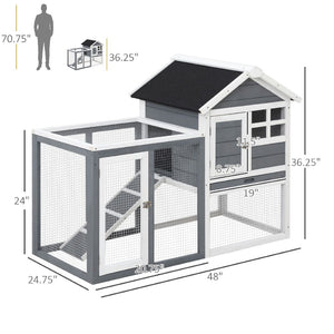 English Elm Spacious Fir Wood Rabbit Hutch with Split Level Run and Weatherproof Asphalt Roof T3971P436197