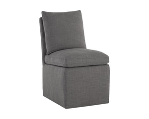 Sunpan Glenrose Elegant Wheeled Dining Armchair - Classic Comfort with Feather-Filled Cushions for Style Effie Smoke