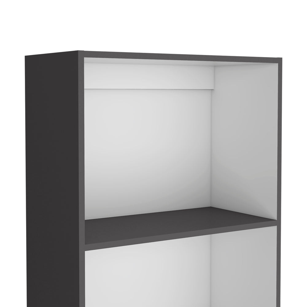English Elm Sutton Tiered Bookcase with 4 Spacious Shelves, 71.1"H x 24.7"W x 11.7"D — Elegant White/Black/Gray Finish B128P176168