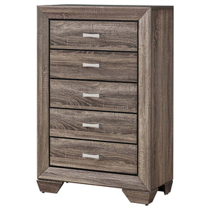 English Elm Harrison Washed Taupe 5-Drawer Chest with Soft Oak Grain, Slim Black Accents, Calm Clutter-Free Style B062P378454