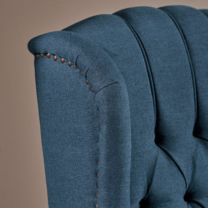 English Elm Charcoal Wingback Pushback Recliner with Button Tufted Diamond Fabric Upholstery Dark Blue N763P410529C