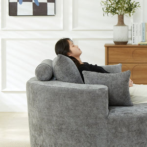 English Elm 55'l Chenille Sleeper Accent Chair Fluffy Cloud Design for Bedroom or Lounge W834P431181
