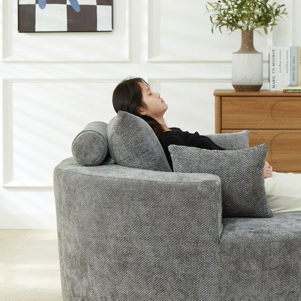 English Elm 55'l Chenille Sleeper Accent Chair Fluffy Cloud Design for Bedroom or Lounge W834P431181