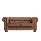 English Elm Classic Chesterfield Sofa Loveseat For Living Room Brown Faux Leather