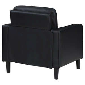 English Elm Farallone Upholstered Track Arm Accent Chair in Leatherette with Tapered Feet and Plush Support Black B062P299958