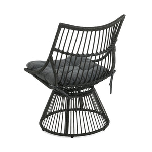English Elm Christopher Knight Home® - ELAINE Retro Wicker High-Back Chair in Grey — PE Rattan Papasan Base, Weather-Resistant Boho Accent N775P188548G