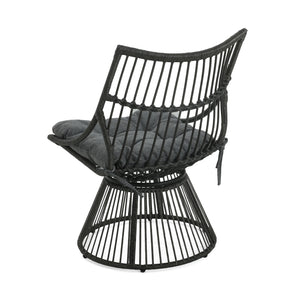 English Elm Christopher Knight Home® - ELAINE Wicker High Back Chair & Cage Side Table Set in Grey — PE Rattan, Water-Resistant Cushions, Retro Papasan Base (2-Piece) N775P188543G
