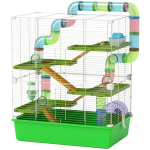 English Elm Pawhut 5-tier Small Pet Habitat with Tubes Tunnels Exercise Wheel and Carry Handles W2225P229563