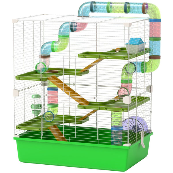 English Elm Pawhut 5-tier Small Pet Habitat with Tubes Tunnels Exercise Wheel and Carry Handles W2225P229563