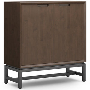 English Elm Banting Solid Rubberwood Storage Cabinet with Graphite Metal Base for Home Office B136P436060