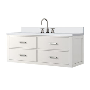 English Elm White Elegant Single Sink Vanity 48" W X 22" D, Cultured Marble Top & Chrome Faucet Set Included B2731P258021-GIGA