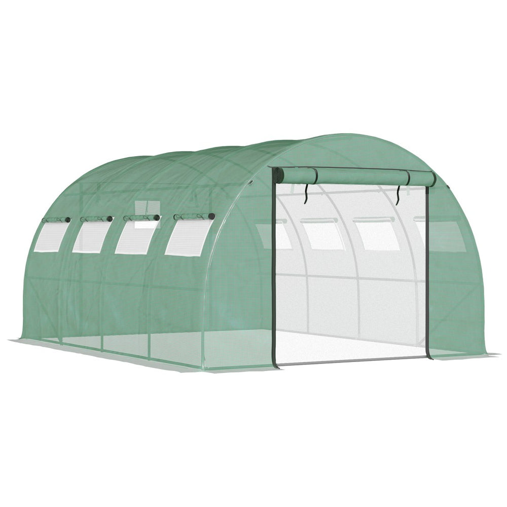English Elm Outsunny Walk-in Tunnel Hoop Greenhouse Galvanized Steel Frame with Mesh Ventilation W2225P229421