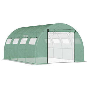 English Elm Outsunny Walk-in Tunnel Hoop Greenhouse Galvanized Steel Frame with Mesh Ventilation W2225P229421