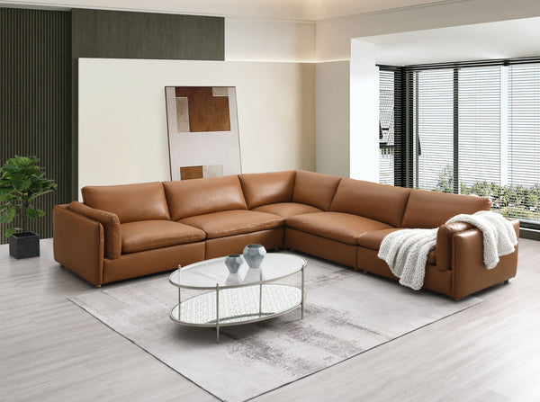 English Elm Brighton Top Grain Leather 5-Piece Modular Sectional Sofa With Ottoman For Ultimate Comfort & Style B2726S00004