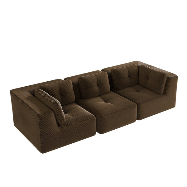English Elm Modern Corduroy Sectional Sofa Tufted Modular Deep Seat Living Room Couch Brown W714S01807