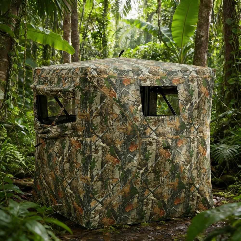 English Elm All-weather Pop up Hunting Blind with 270 Degree See Through Mesh Maple Camo T3971P486715