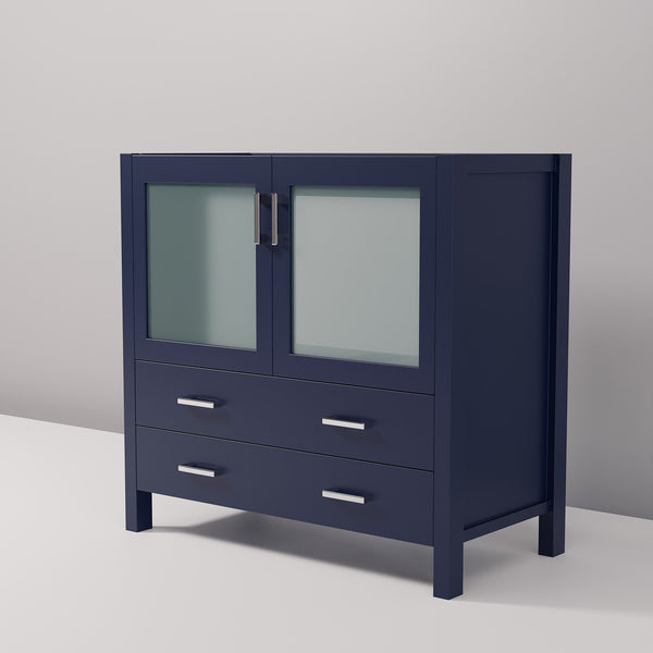 English Elm Navy Solid Wood 36-in Bath Vanity with Soft-Close Drawers, Preassembled 1-Cabinet 2-Drawer Storage B2731P260442