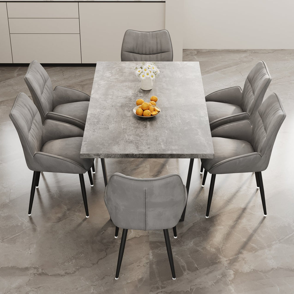 English Elm 62.9-Inch Rectangular Mdf Dining Table & 4 Velvet Chairs Set – Stylish, Durable, Easy To Assemble! W1727S00079