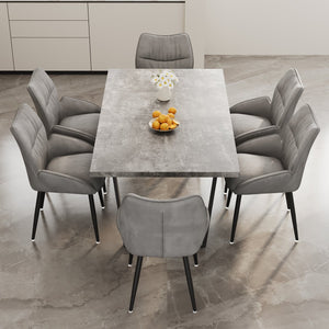 English Elm 62.9-Inch Rectangular Mdf Dining Table & 4 Velvet Chairs Set – Stylish, Durable, Easy To Assemble! W1727S00079