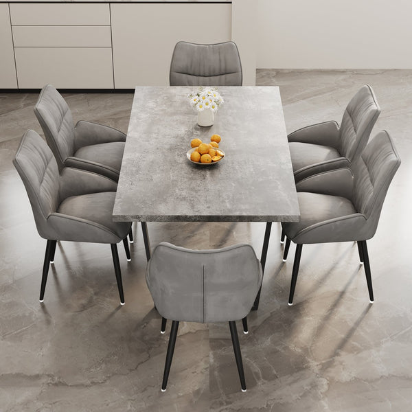 English Elm 62.9-Inch Rectangular Mdf Dining Table & 4 Velvet Chairs Set – Stylish, Durable, Easy To Assemble! W1727S00079